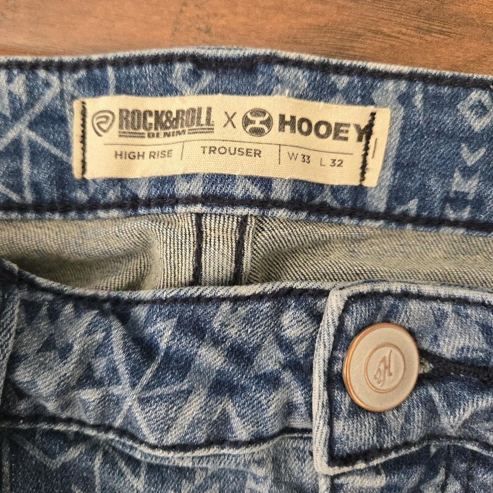 Rock And Roll Hooey Aztec High Rise Trouser Jeans Womens Size 33x32 Western - Picture 5 of 10